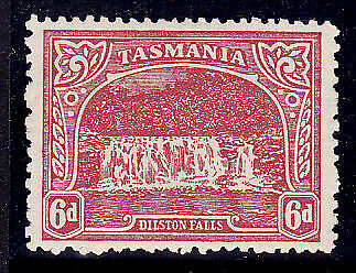 Tasmania Australian States SG 254cc 6d  waterfall Compound perf 12½, 11. Mint