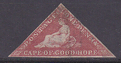 Cape of Good Hope South Africa SG 5b 1d Deep rose-red Triangle Used Stamp