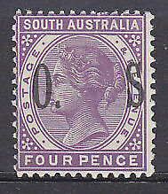 SA Australian States SG O84b 4d violet optd OS error with no stop after "S" MLH