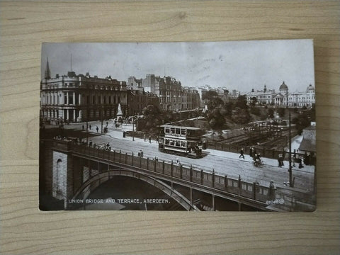 Scotland 1929 Vintage Postcard Union Bridge & Terrace Aberdeen Unpaid Postage Due