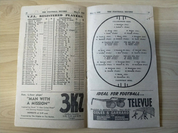 VFL 1956 May 5 Football Record Collingwood v Footscray