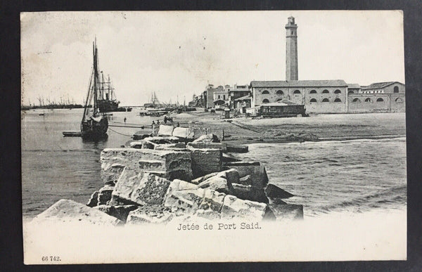 China- Incoming Mail.1904 Port Said Jetty PPC To Shanghai Deutsch Seepost Cancel