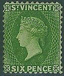 St Vincent West Indies Caribbean SG 44 6d brt green Queen Victoria Mint hinged