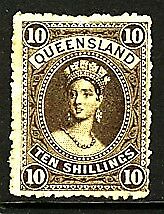 Queensland Australian States SG 155 10s  brown large Chalon Mint Hinged