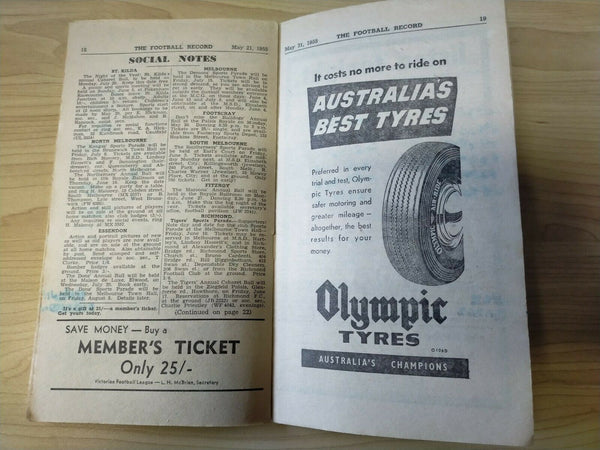 VFL 1955 May 21 Football Record Collingwood v Essendon