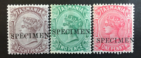 Tasmania Australian States SG 156/58 side face Set of 3 optd Specimen MUH