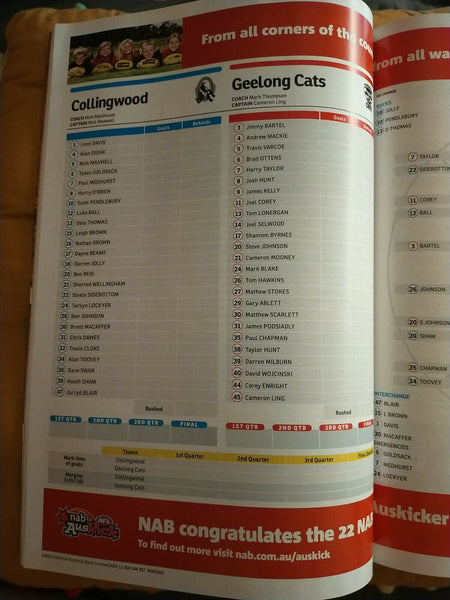 2010 1st Preliminary Final AFL Football Record Collingwood v Geelong