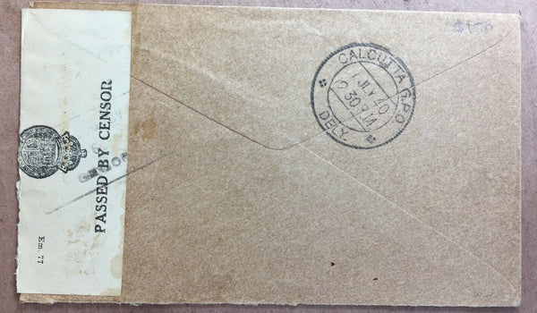 Thailand 1940 Censor Cover with Constitution 15ST. blue from Bangkok to Calcutta