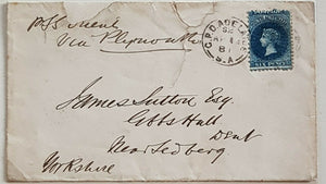 SA, Australian States, GB 6d Adelaide - Sedbergh via Plymouth 1881. Faults