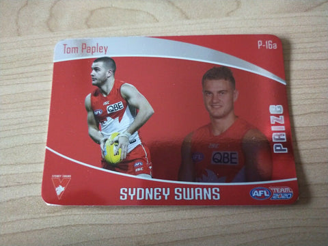 2020 Teamcoach Prize Football Card Tom Papley Sydney P-16a