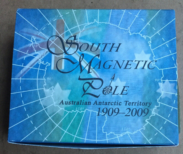 Australia 2009 Australian Antarctic Territory Perth Mint $1 South Magnetic Pole 1oz Silver Proof Coin