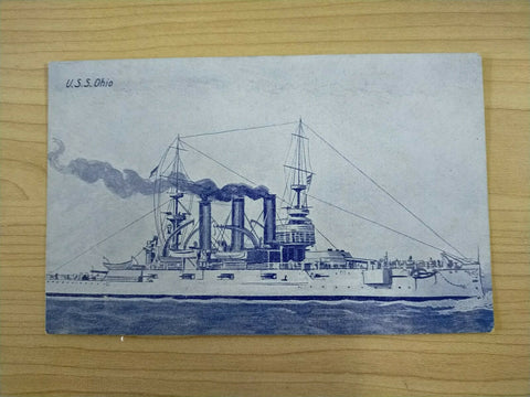 American Vintage USS Ohio American Fleet Souvenir Postcard