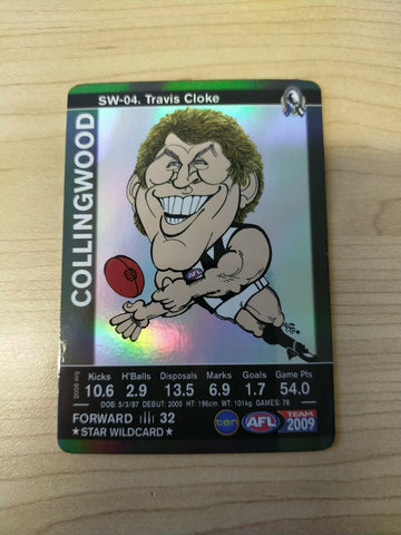 2009 Teamcoach Star Wildcard Printing Error Card Travis Cloke Collingwood