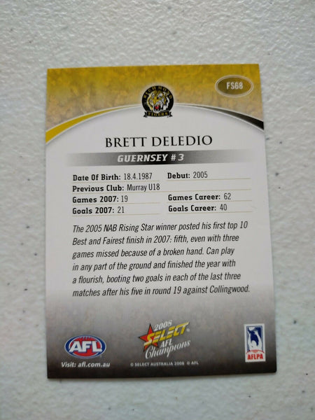 2008 Select AFL Champions Foil Signature Card Brett Deledio Richmond