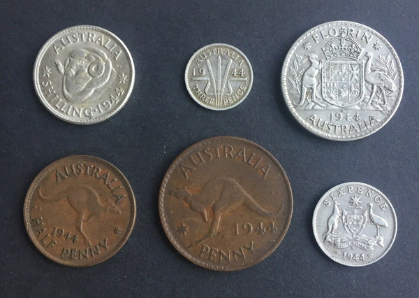 Australia 1944 Pre Decimal 6 Coin Set  IDEAL BIRTHDAY GIFT