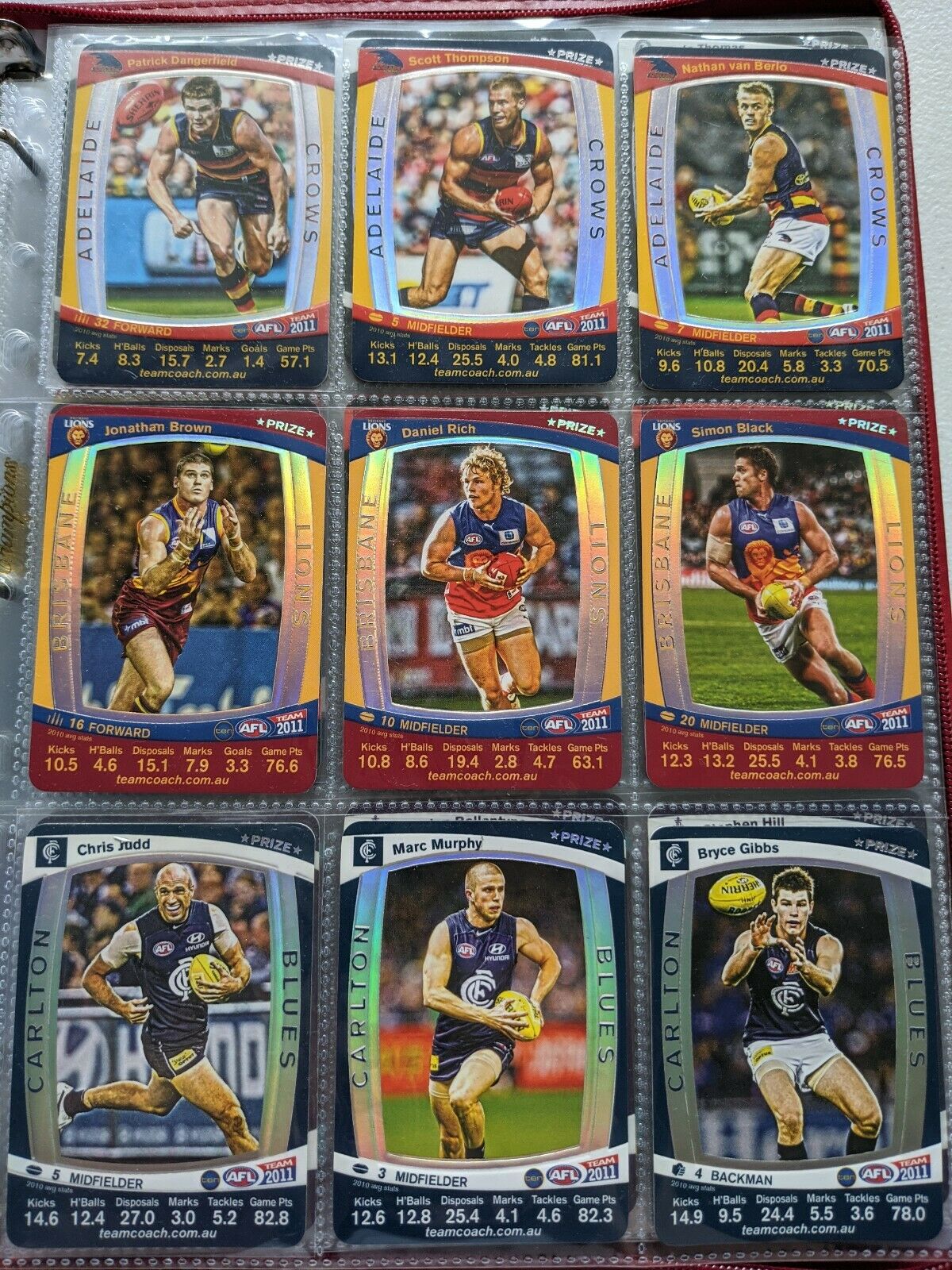 2011 AFL Teamcoach Prize Cards Complete Set 51 Cards