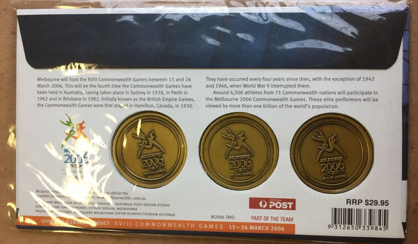 Australia 2006 Commonwealth Games Limited Issue 3 Medallions PNC