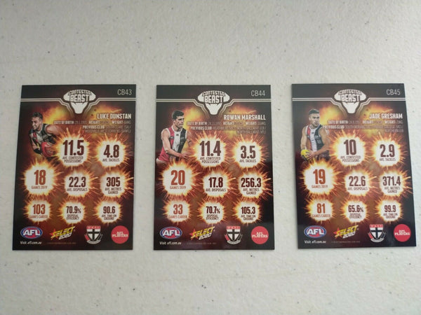 2020 Select Footy Stars Contested Beast St Kilda Team Set Of 3 Cards