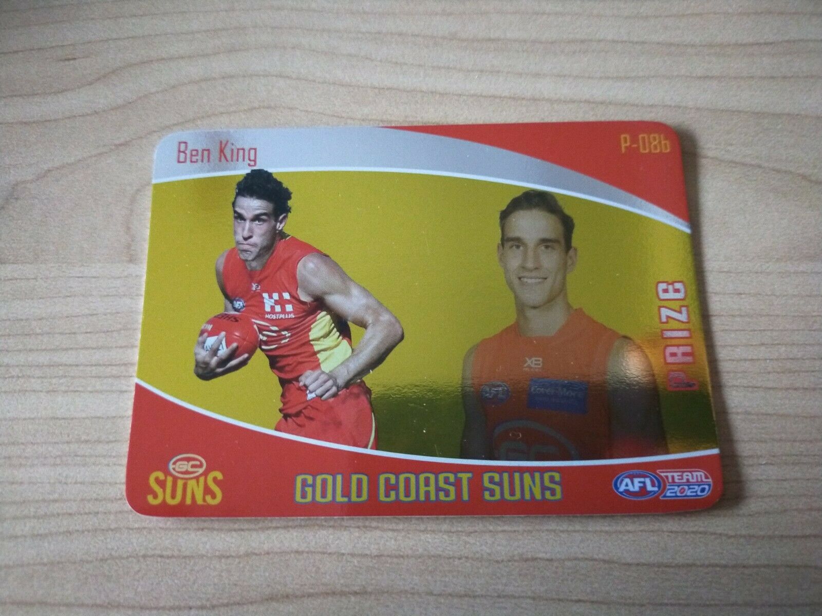 2020 Teamcoach Prize Football Card Ben King Gold Coast P-08b