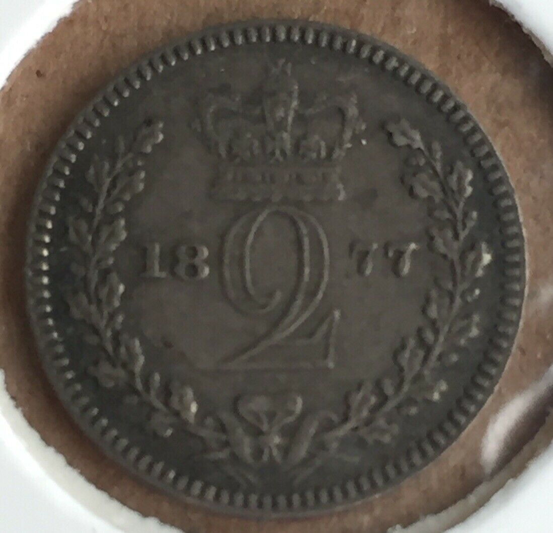 UK Great Britain 1877 Queen Victoria Silver 2d Twopence Coin Uncirculated