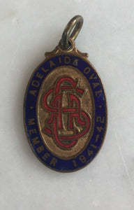 Cricket 1941-2 ADELAIDE OVAL Members Medallion SOUTH AUSTRALIA CRICKET ASSOC.