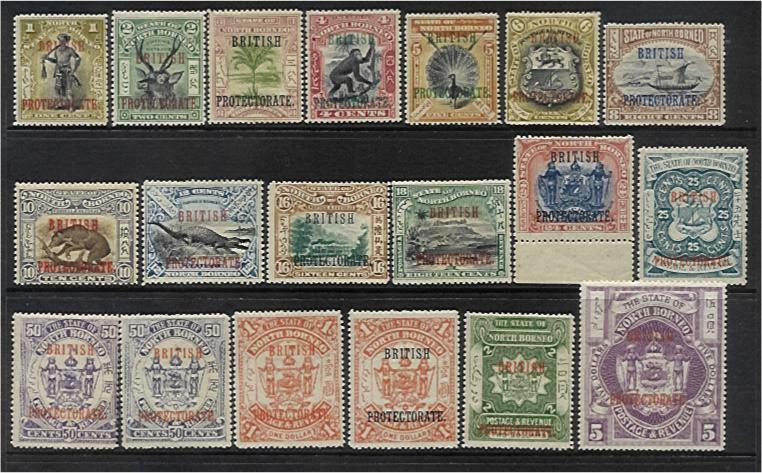 North Borneo Malayan States SG 127/44 Set to $5 MH animals birds reptiles