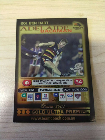 2001 Teamcoach Gold Prize Card Adelaide 201 Ben Hart