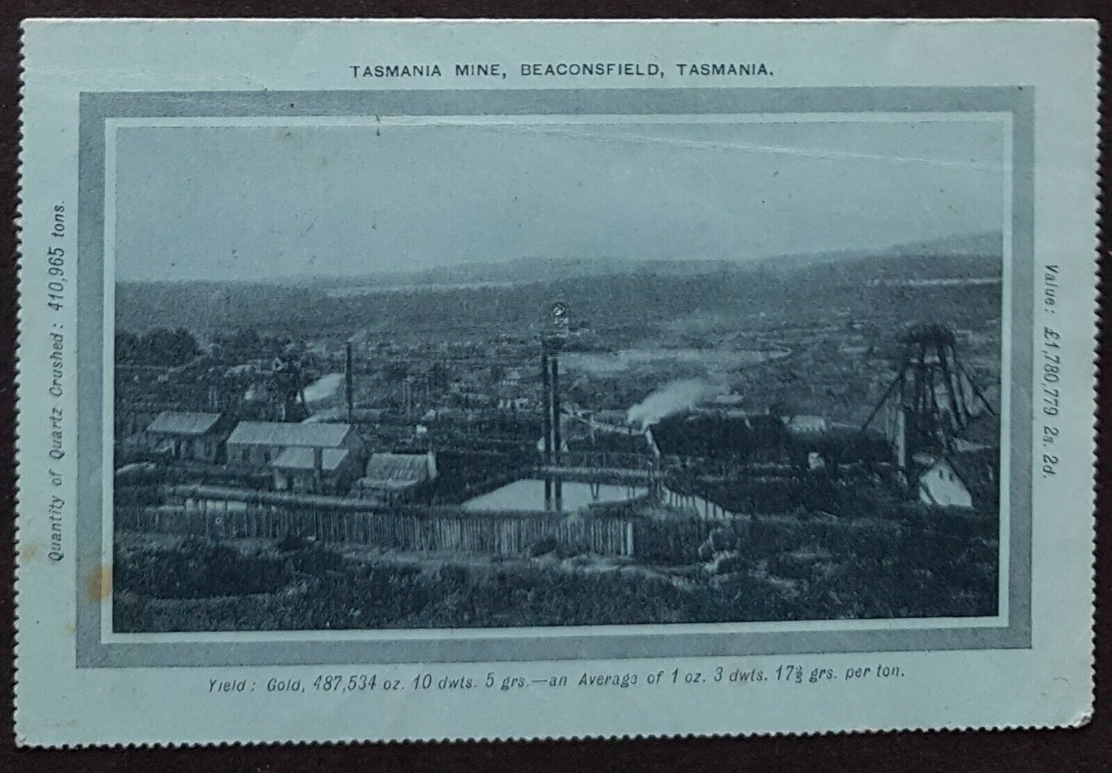 Tasmania Australian States 2d Scenic Letter Card Tasmania Mine Beaconsfield U
