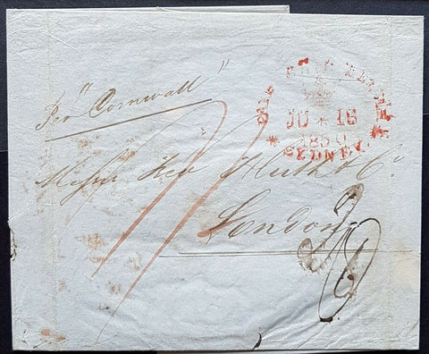 NSW - GB Postage Paid Sydney ship letter 18 Ju 1850, per Cornwall