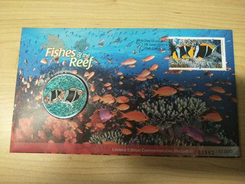 2010 Australian Fishes Of The Reef 1st Day Cover Limited Edition Medallion
