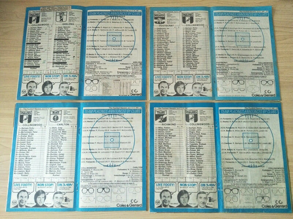Lot Of 1982 VFL Football Records Collingwood Games x 21