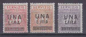 Italy Michel 9-11  Service stamps Surcharged set of 3 MLH