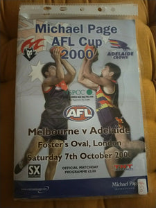 2000 Michael Page AFL Cup AFL Football Record Melbourne v Adelaide IN LONDON