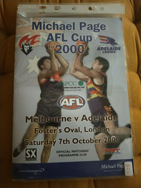 2000 Michael Page AFL Cup AFL Football Record Melbourne v Adelaide IN LONDON