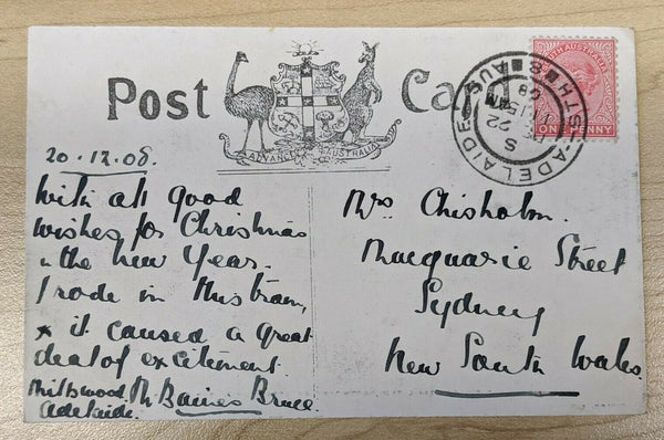 South Australia Post Card First Electric Car Trial Trip North Terrace Dec 2 1908