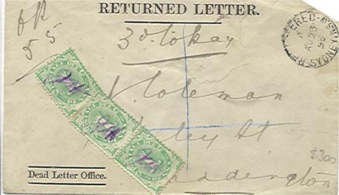 NSW Australian States 1893 Returned dead letter with 3 x 1d postage due