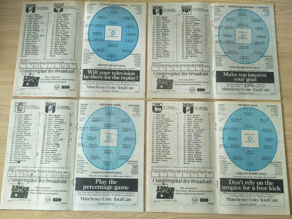 Lot Of 1986 VFL Football Records Collingwood Games x 22