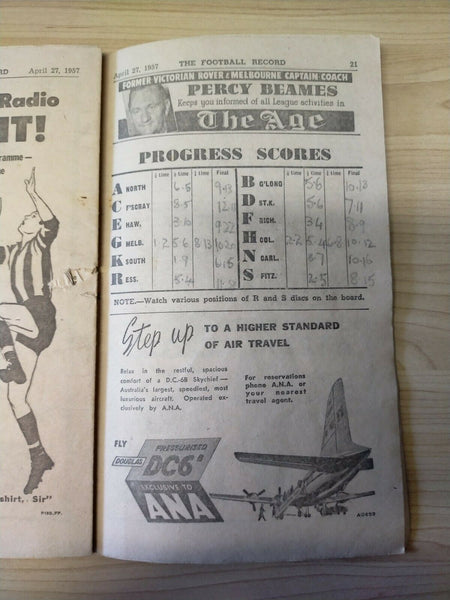VFL 1957 April 27 Football Record Melbourne v Collingwood