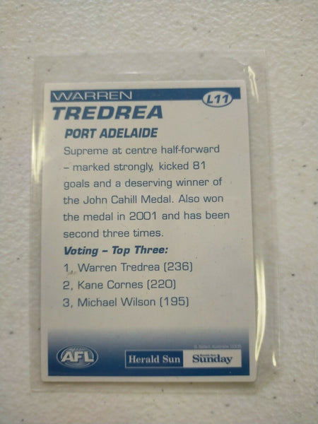 2005 Herald Sun 2D Best & Fairest Card Warren Tredrea Port Adelaide