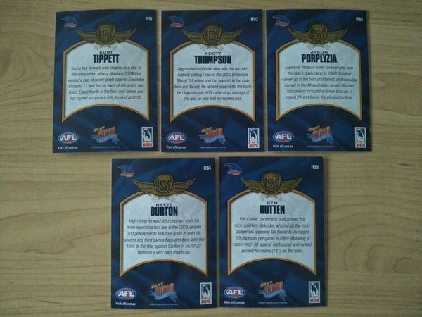2010 Select Champions Gold Force Signature Team Set Of 5 Cards Adelaide Crows