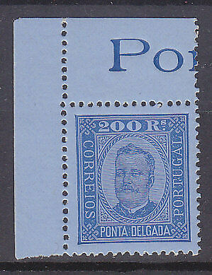 Ponta Delgada, Portuguese Colonies, Portugal SG 16 200r. blue on blue