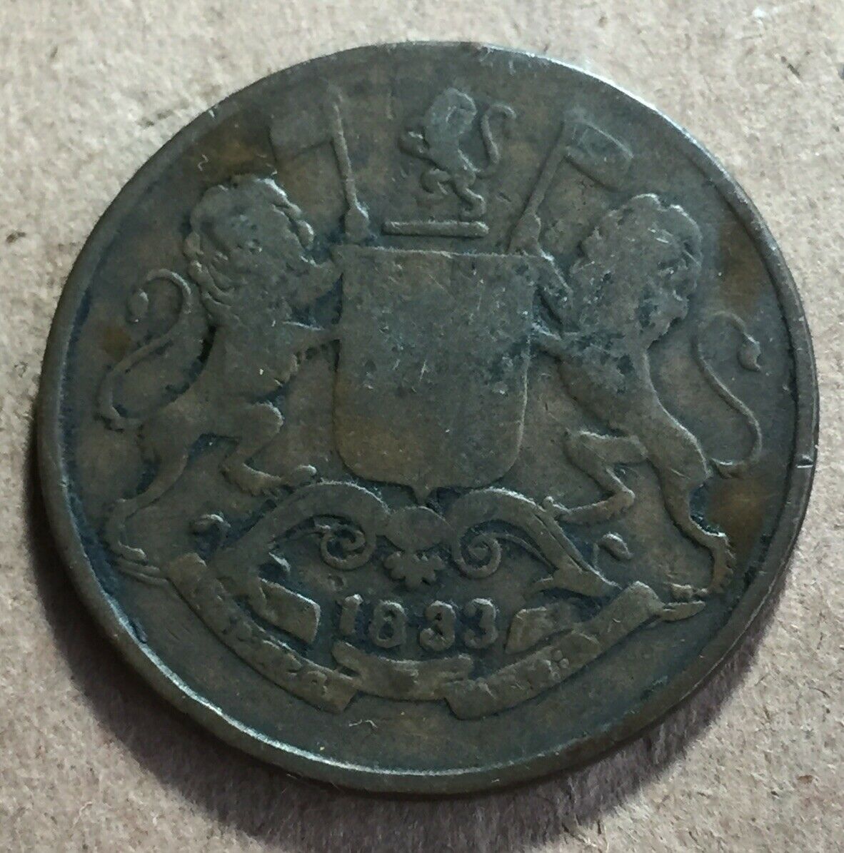 India Bombay Presidency 1833 Quarter Anna