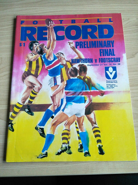 VFL 1985 Preliminary Final Football Record Hawthorn v Footscray