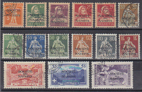 League of Nations United Nations Switzerland Michel 1-15 basic set ex No. 4 Used