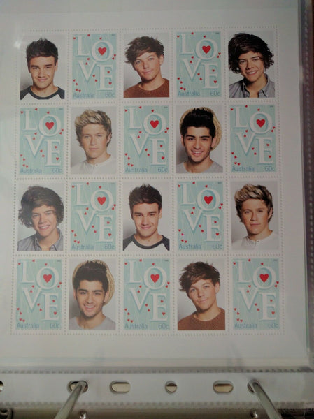 Australia 60c SES Souvenir Sheet - One Direction LOVE music 2 x sheets