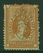 Queensland Australian States SG F21 5s orange-brown postal fiscal MH