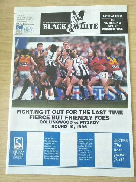 Collingwood Football Club "In Black & White" Newsletter 1991-96 x7 and Stickers