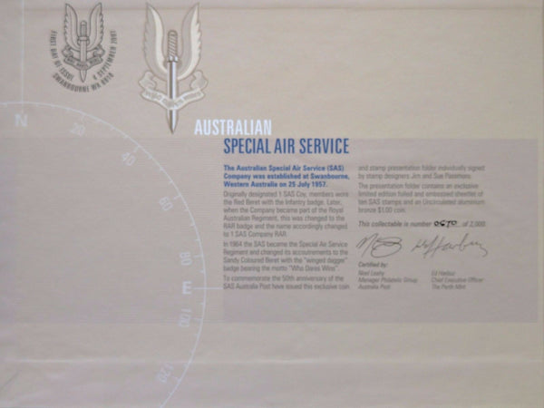 50TH Anniversary Special Air Service Coin and Stamp Folder Limited 0670/2000