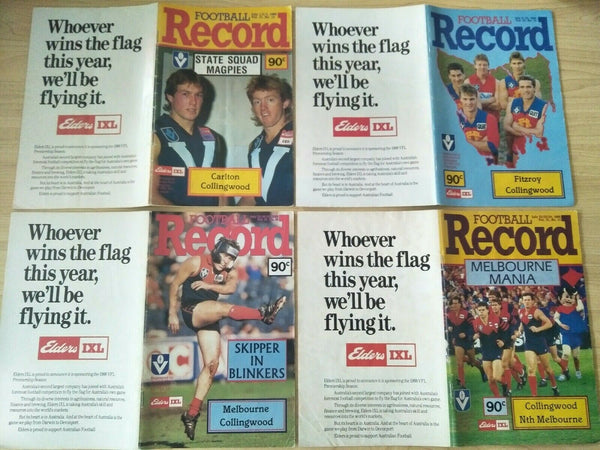 Lot Of 1988 VFL Football Records Collingwood Games x 21