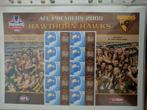 Australia Post 55c Souvenir Sheet - AFL Premiers 2008 Hawthorn Hawks